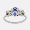 Burmese 3.10 Carat Sapphire and Old Cut Diamond Three Stone Ring