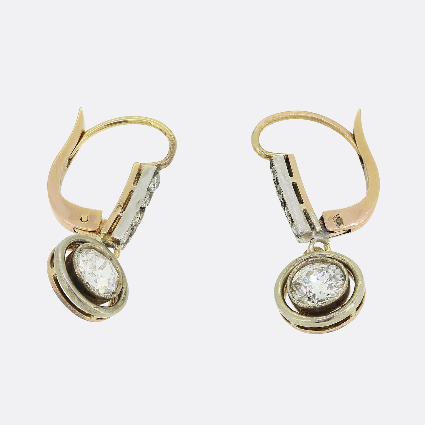 Edwardian 1.50 Carat Old Cut Diamond Drop Earrings
