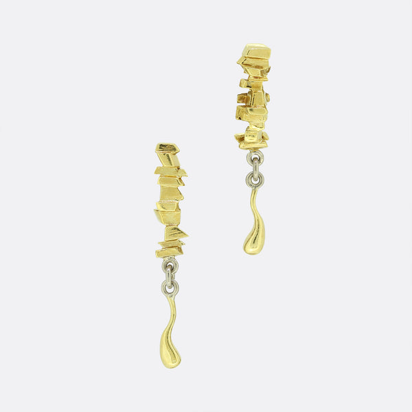 Charles De Temple 1980s Abstract Drop Earrings