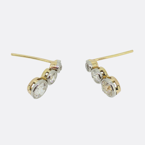 Antique Old Cut Diamond Drop Earrings