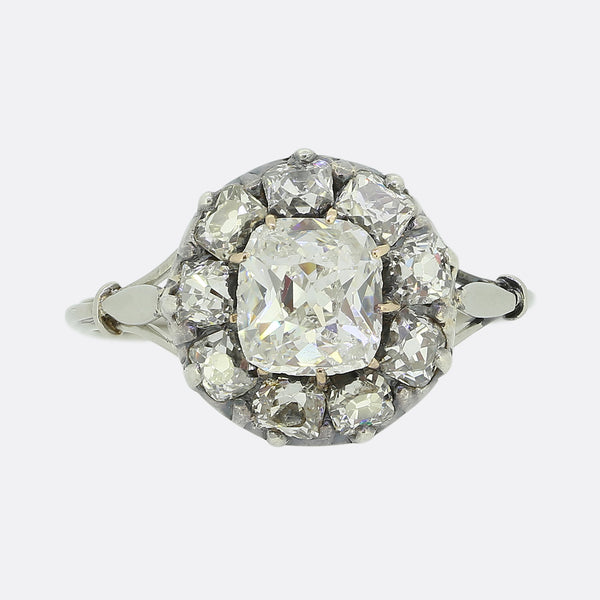 Antique 1.25 Carat Diamond Cluster Ring