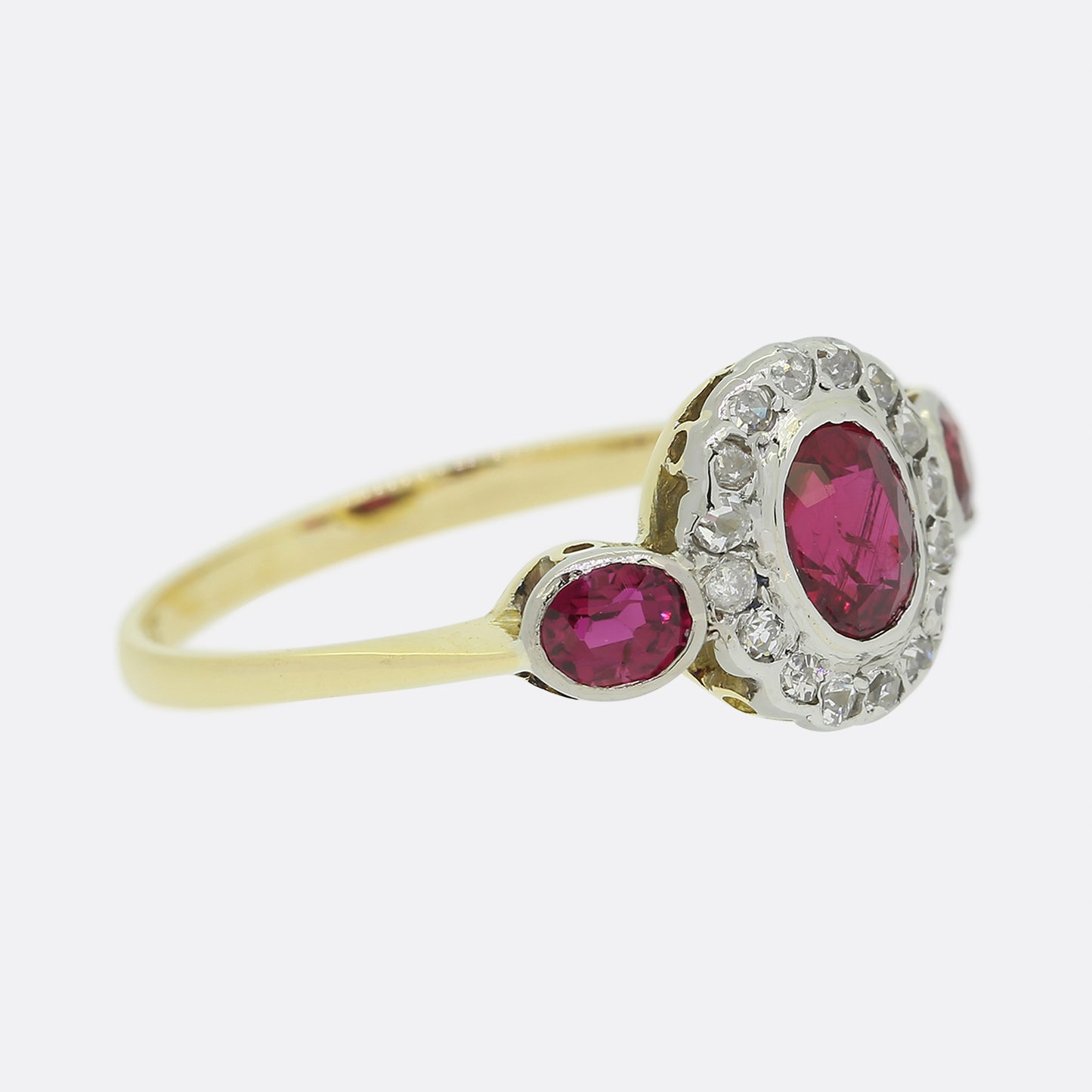 Antique Three-Stone Ruby and Diamond Ring