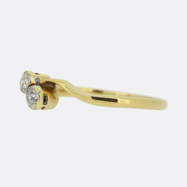 Vintage Two Stone Old Cut Diamond Ring