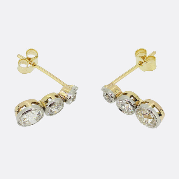 Antique Old Cut Diamond Drop Earrings