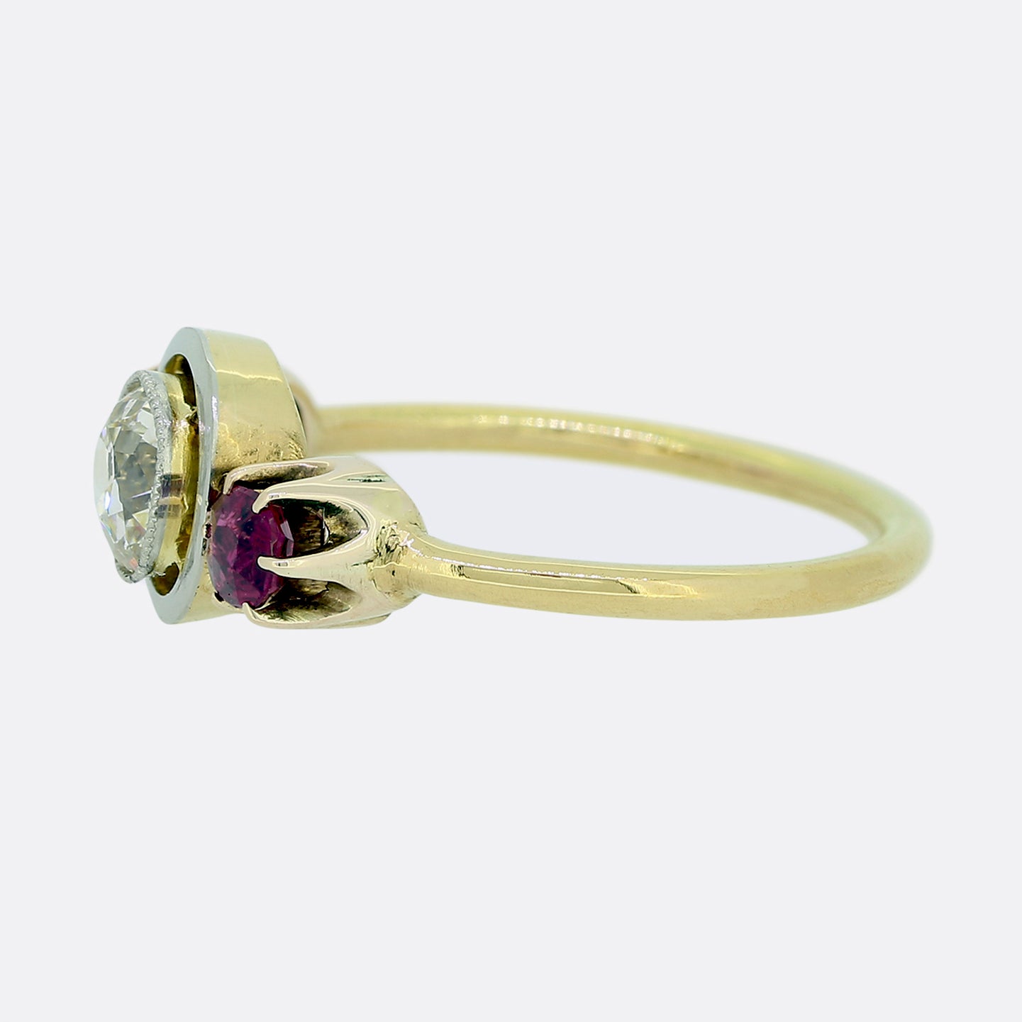 Edwardian Ruby and Diamond Three-Stone Ring