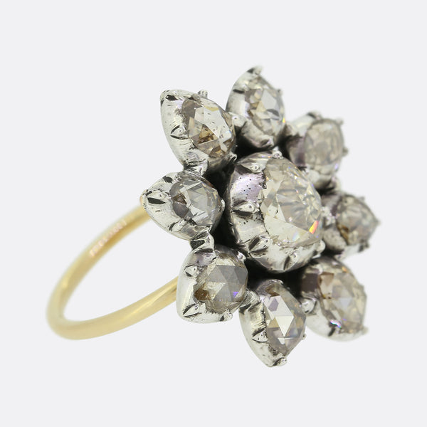 Georgian Rose Cut Diamond Cluster Ring