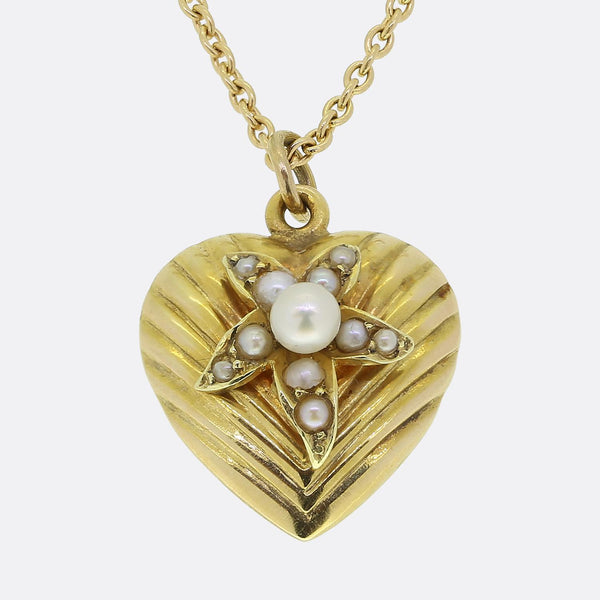 Victorian Pearl Heart Pendant Necklace