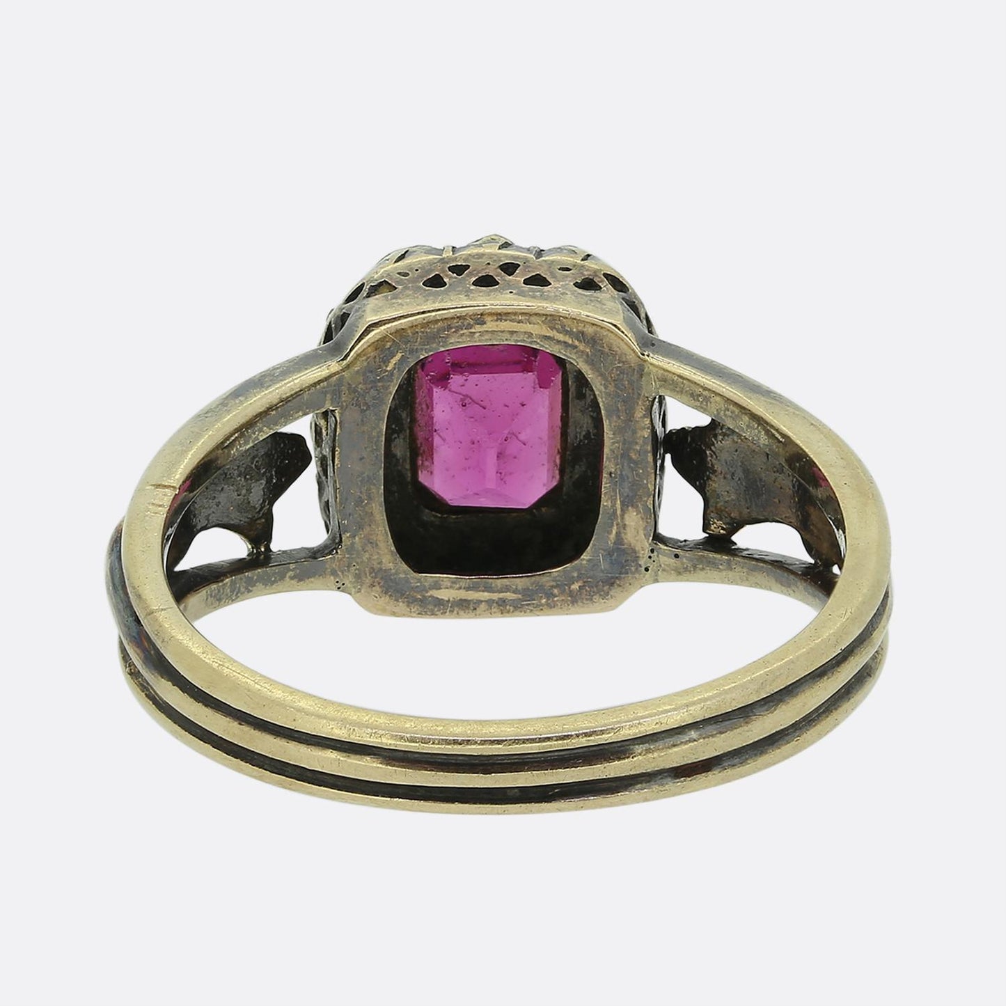 Victorian Pink Paste and Diamond Cluster Ring