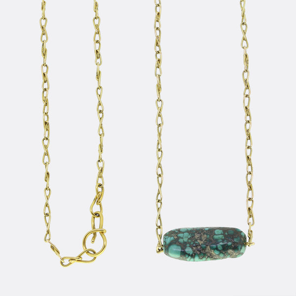 Vintage Turquoise Long Chain Necklace