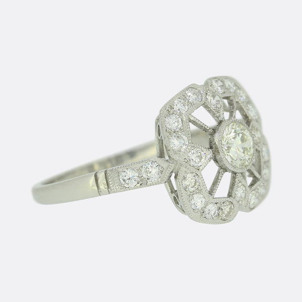 Art Deco Style Diamond Target Ring