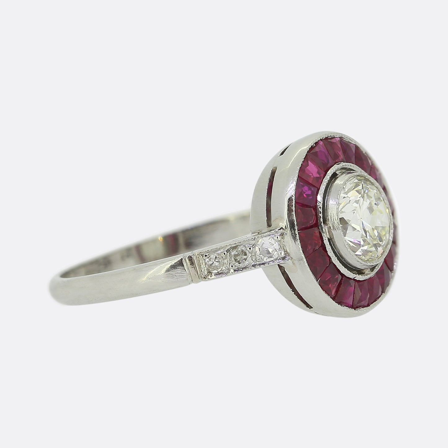 Art Deco Style Ruby and Diamond Target Ring