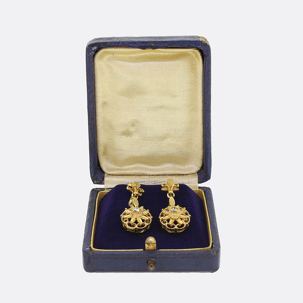 Vintage Diamond Drop Earrings