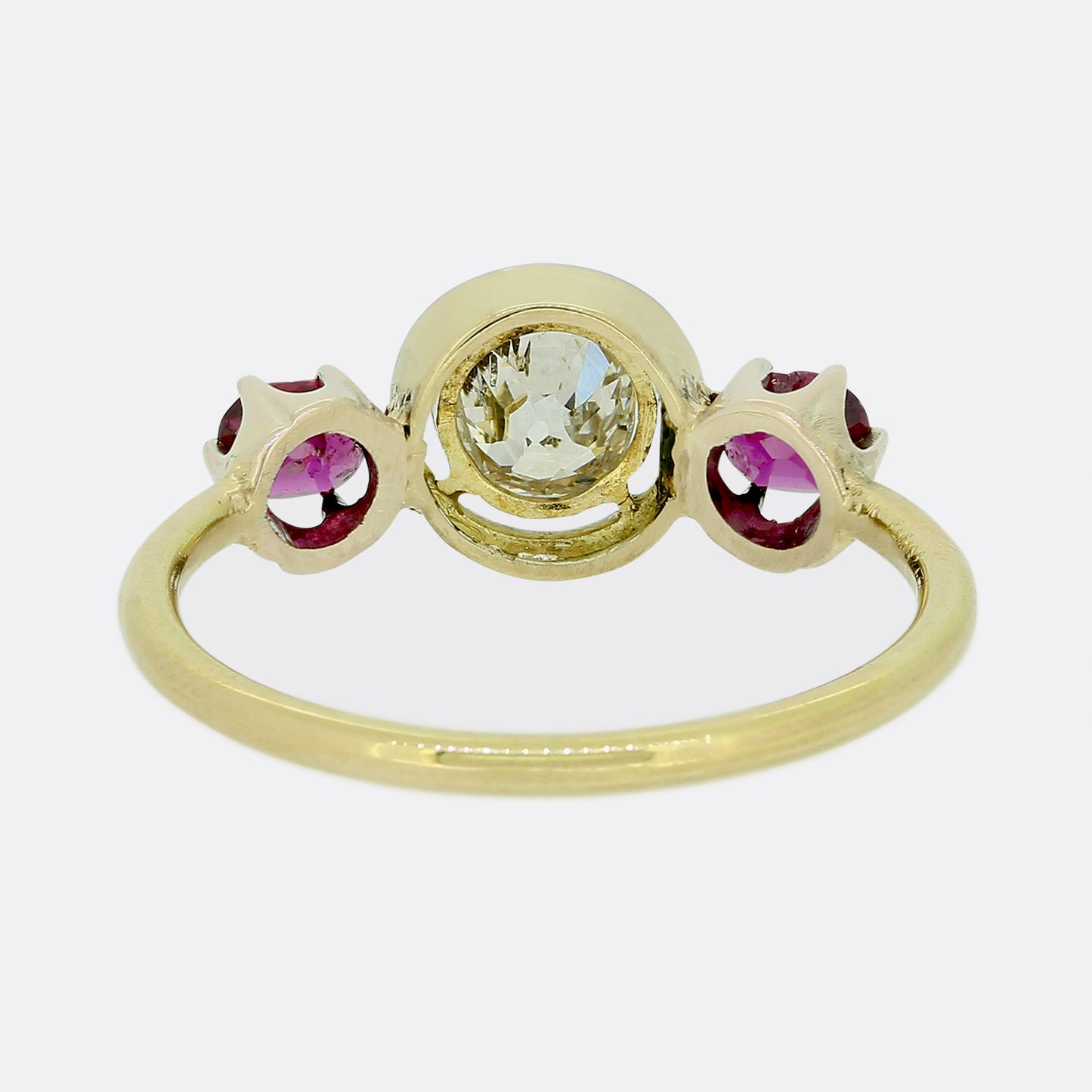 Edwardian Ruby and Diamond Three-Stone Ring