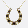 Vintage Pearl and Garnet Horseshoe Necklace