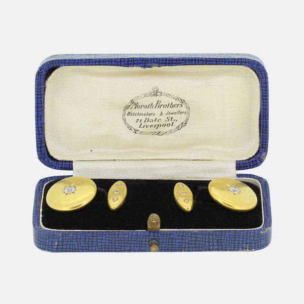 Art Deco Old Cut Diamond Chain Link Cufflinks