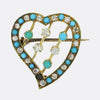 Victorian Turquoise and Diamond Heart Brooch