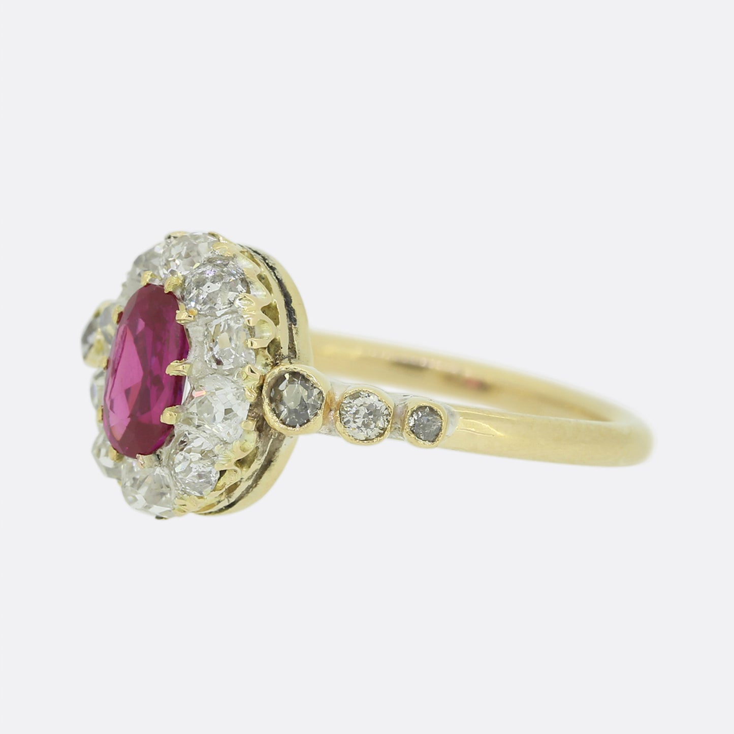 Burmese Ruby and Diamond Cluster Ring