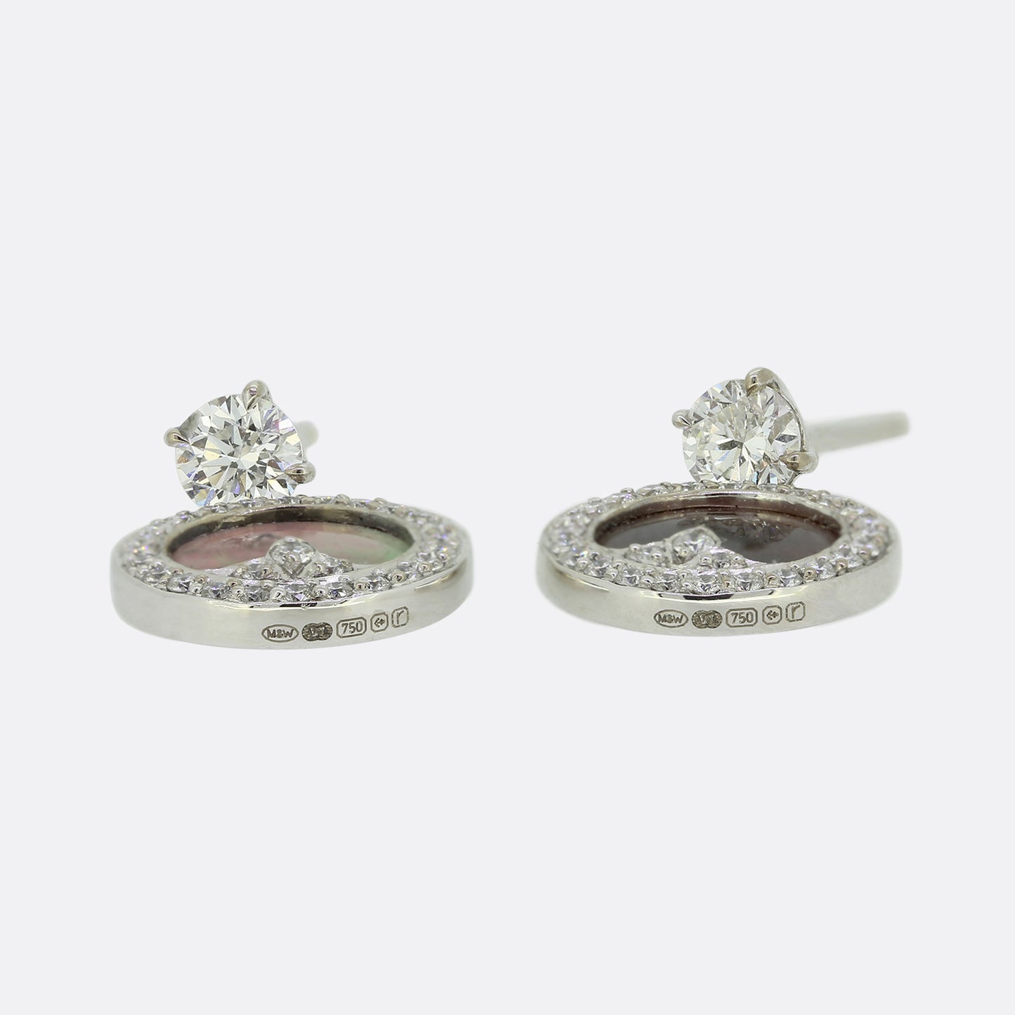 Mappin and Webb Treasure Express Mother of Pearl and Diamond Stud Earrings