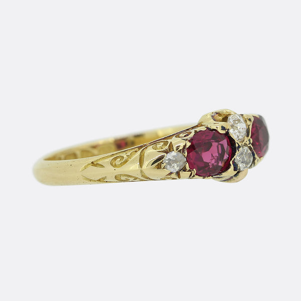 Late Victorian Ruby and Diamond Band Ring