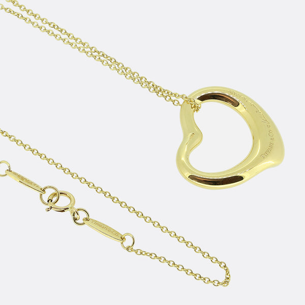 Tiffany & Co. Open Heart Diamond Pendant Necklace