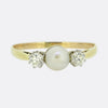 Edwardian Natural Pearl and Diamond Three-Stone Ring