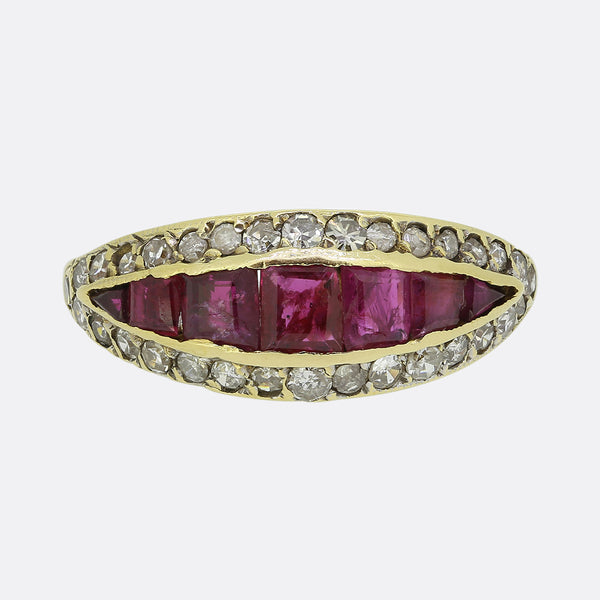 Victorian Ruby and Diamond Cluster Ring