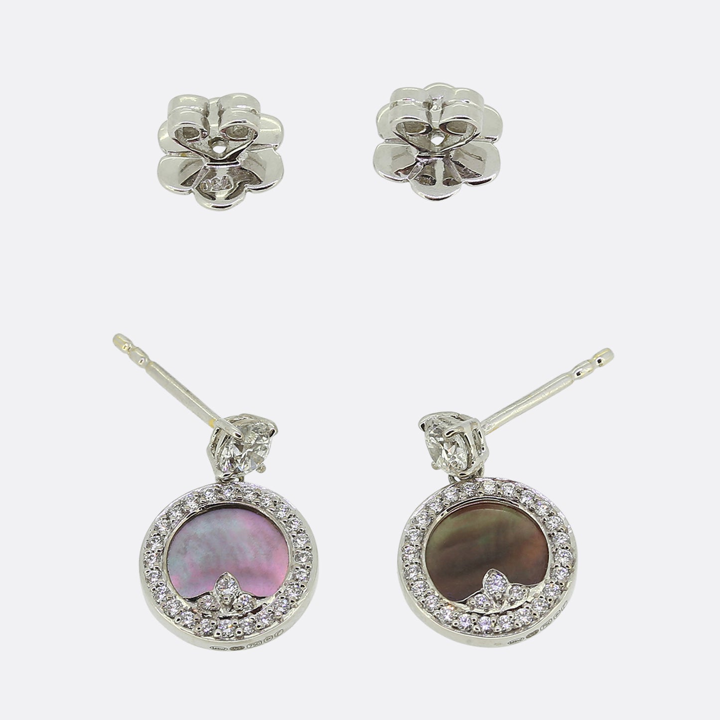 Mappin and Webb Treasure Express Mother of Pearl and Diamond Stud Earrings