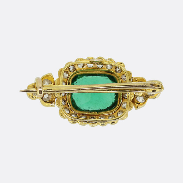 Victorian Green Paste and Diamond Brooch