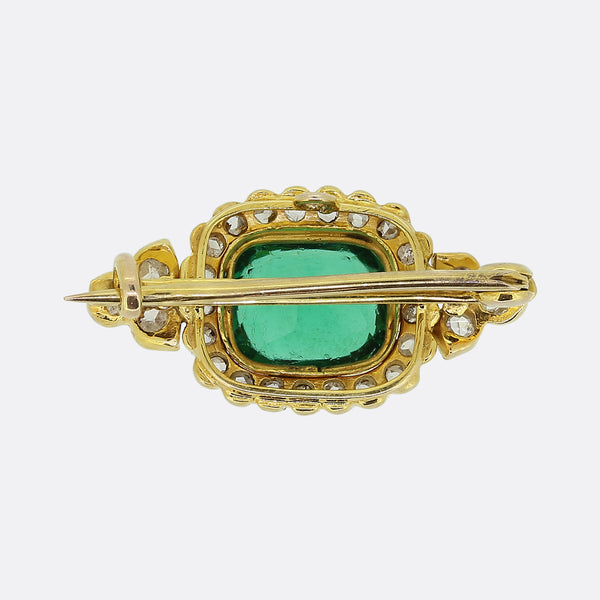 Victrorian Green Paste and Diamond Brooch