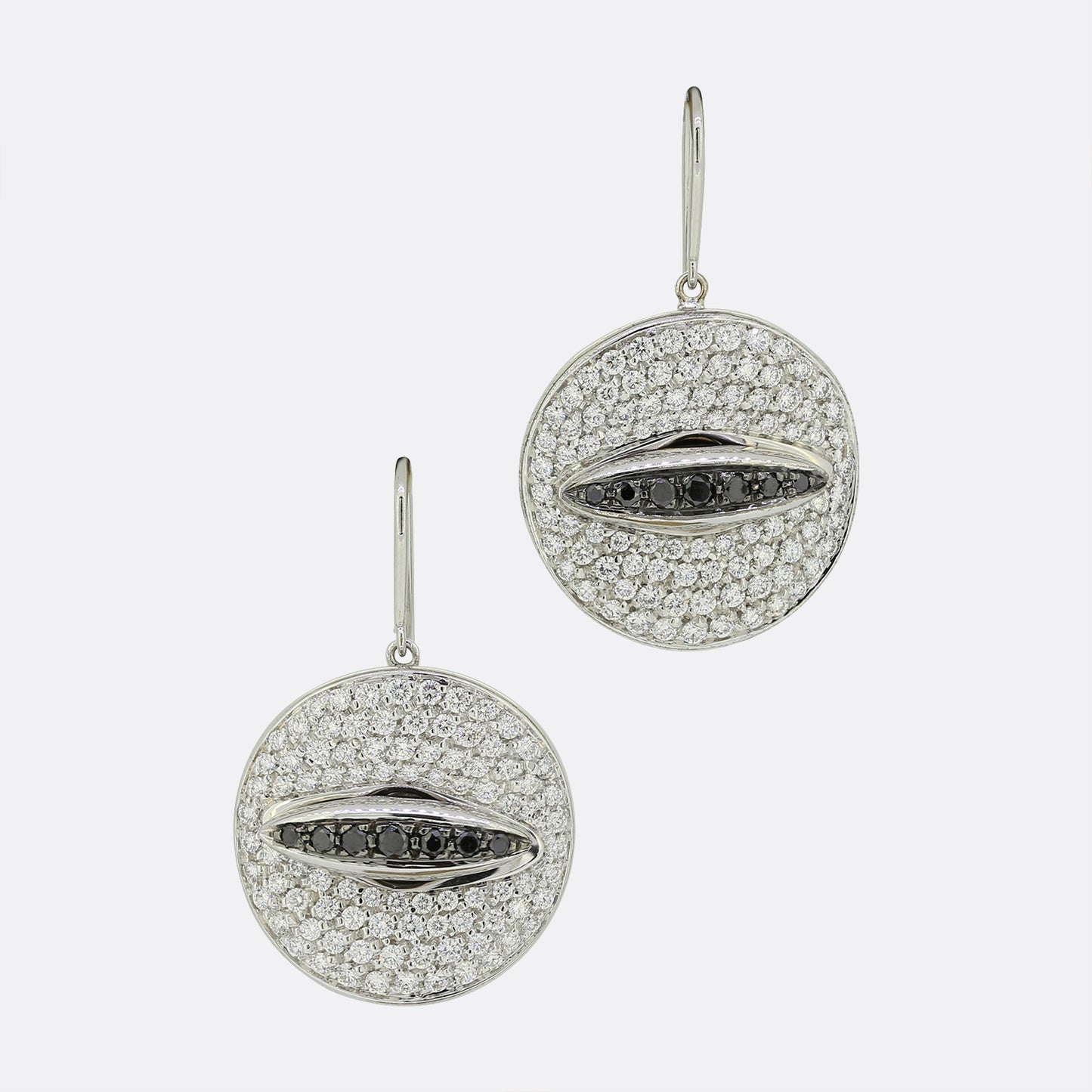 Gavello Black and White Diamond Eyes Drop Earrings
