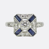 Art Deco Style Sapphire and Diamond Target Ring