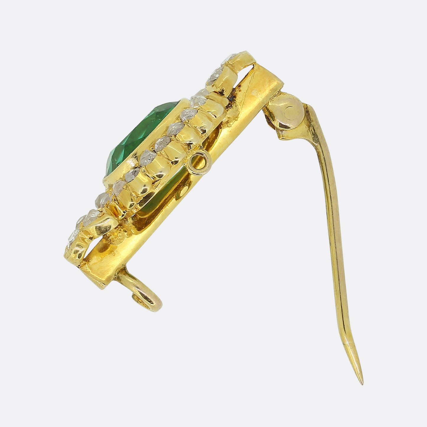 Victorian Green Paste and Diamond Brooch