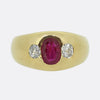 Burmese Ruby and Diamond Three-Stone Gypsy Ring