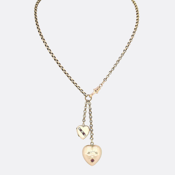 Vintage Bleeding Heart Charm Necklace