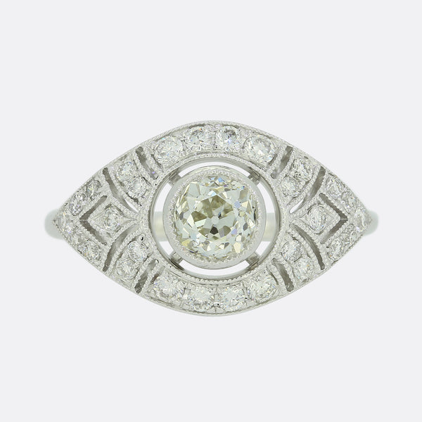 Art Deco Style Diamond Filigree Ring