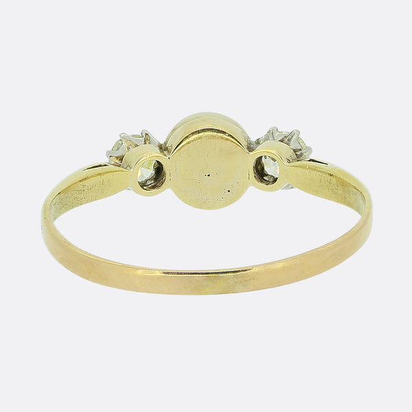 Edwardian Natural Pearl and Diamond Three-Stone Ring