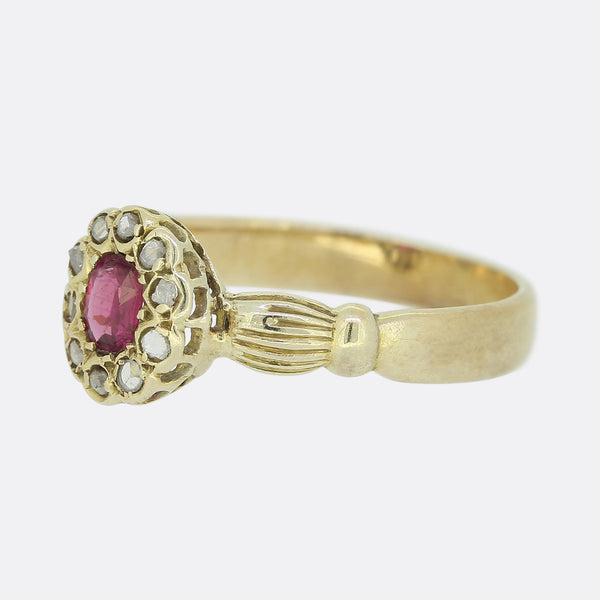 Victorian Ruby and Diamond Cluster Ring