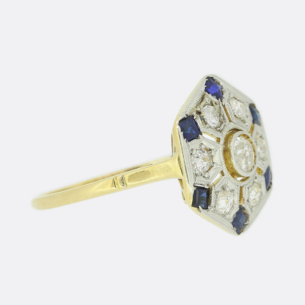 Edwardian Sapphire and Diamond Tablet Ring