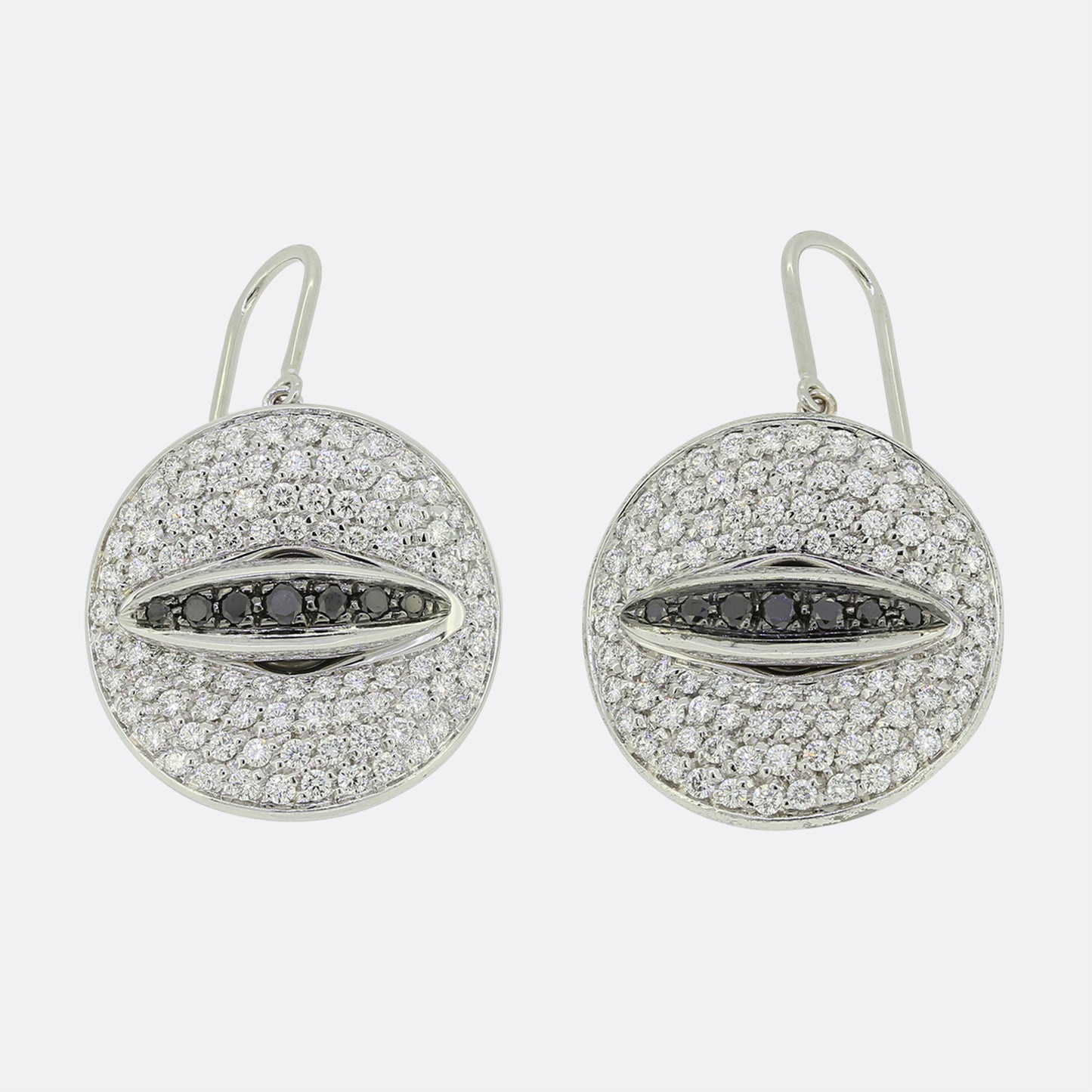 Gavello Black and White Diamond Eyes Drop Earrings