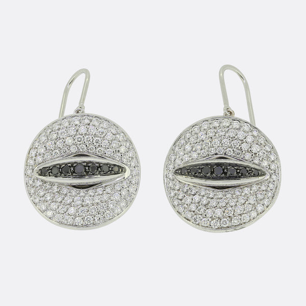 Gavello Black and White Diamond Eyes Drop Earrings