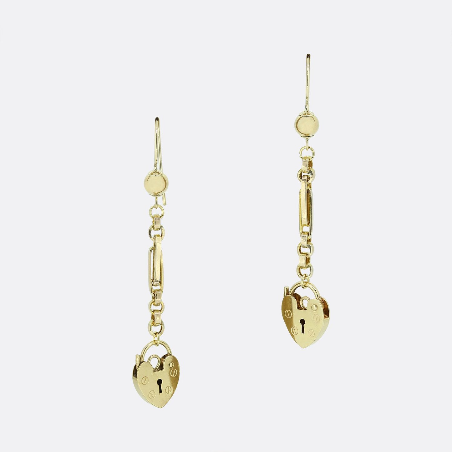 Vintage Padlock Drop Earrings