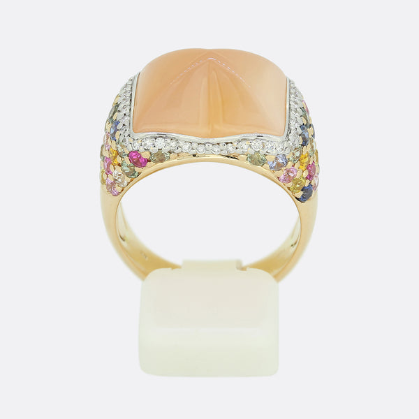 Chatila Moonstone Sapphire and Diamond Cabochon Ring