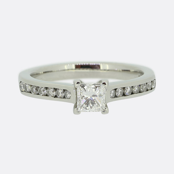 0.40 Carat Princess Cut Diamond Solitaire Engagement Ring