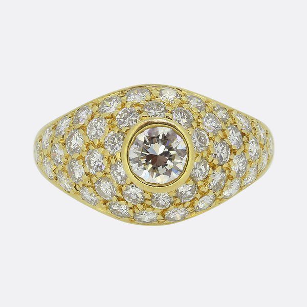 Vintage French Diamond Bombe Ring