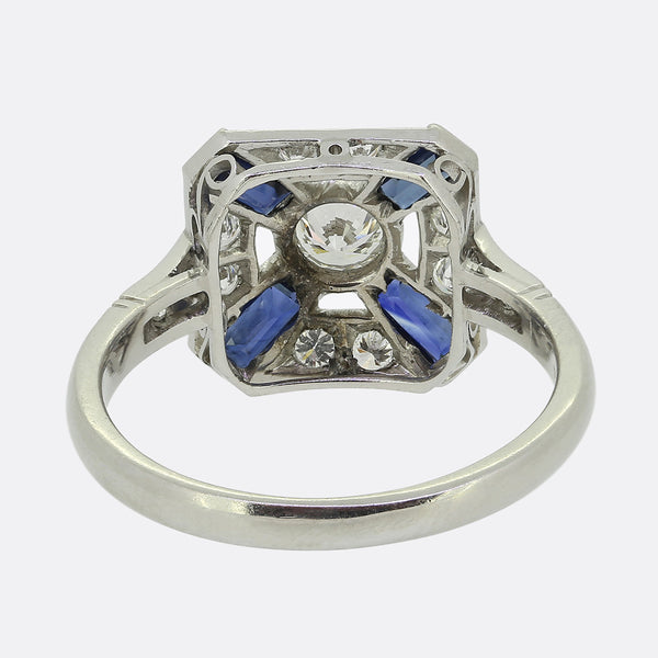 Art Deco Style Sapphire and Diamond Target Ring