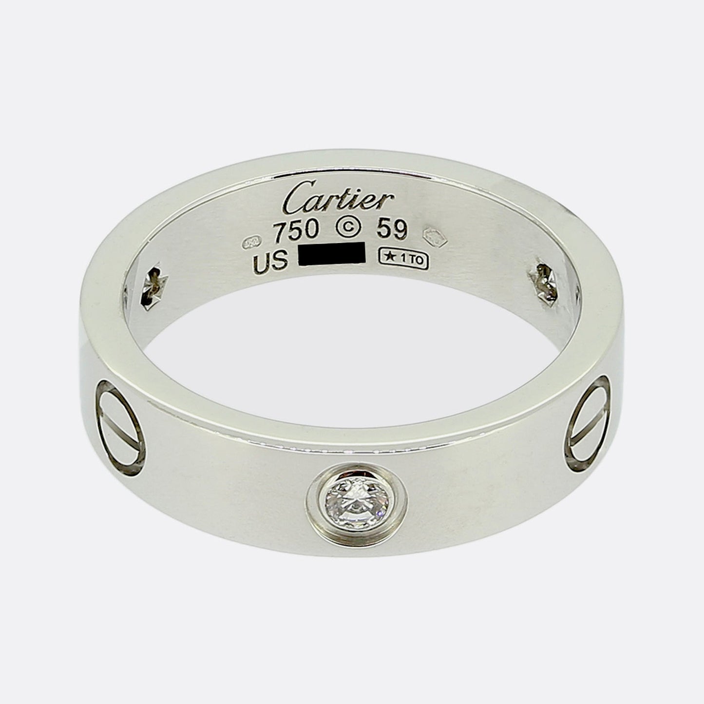Cartier Three Diamond LOVE Ring Size R (59)