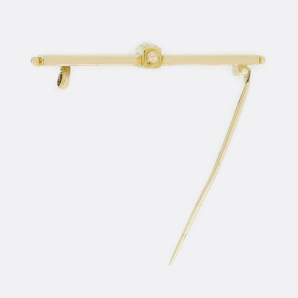 Edwardian Diamond and Pearl Triple Bar Brooch