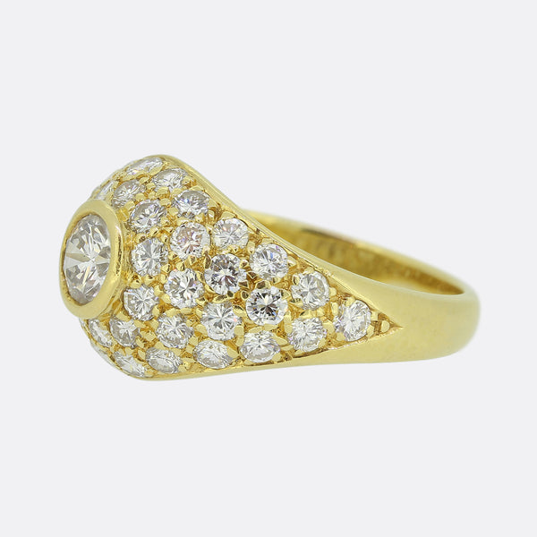 Vintage French Diamond Bombe Ring
