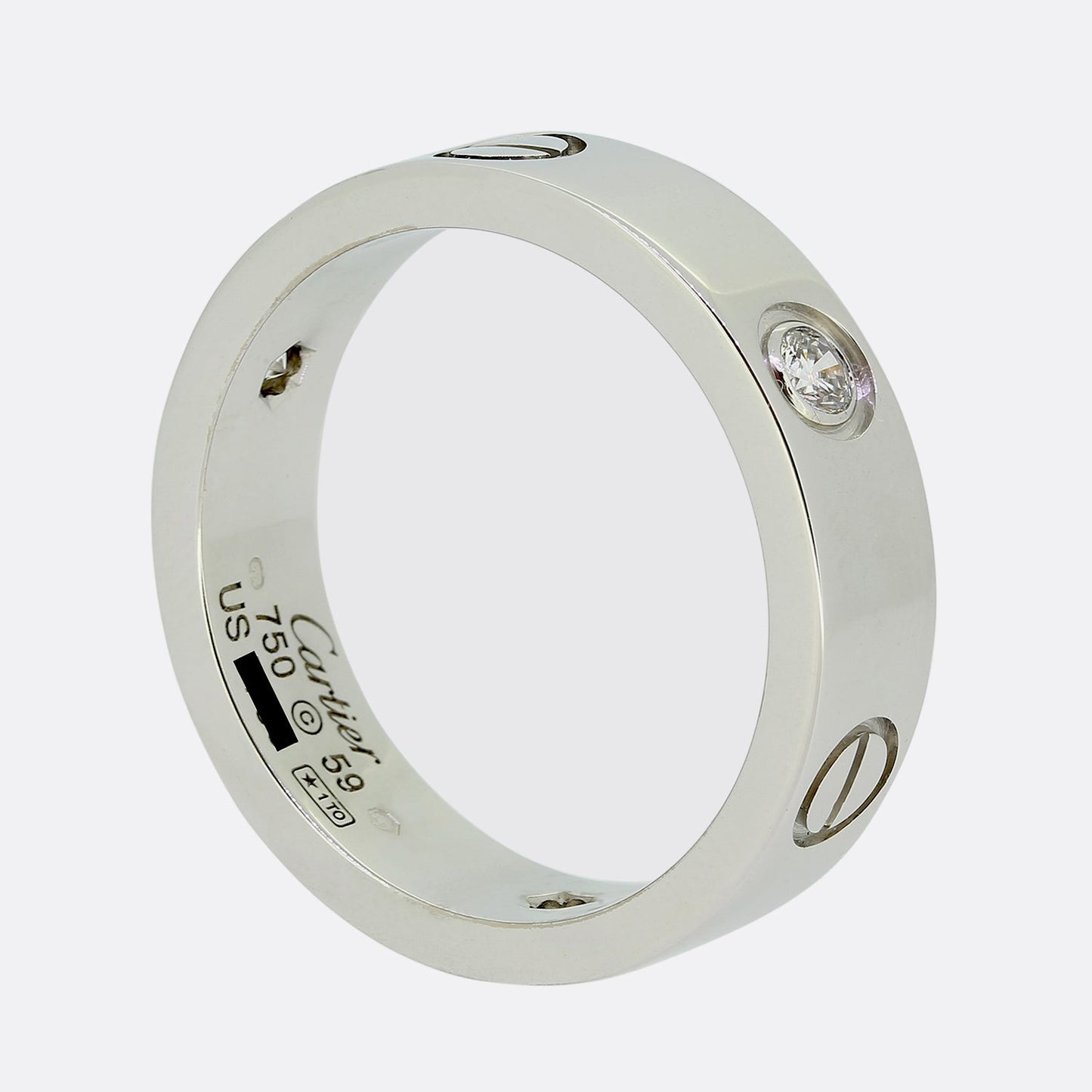 Cartier Three Diamond LOVE Ring Size R (59)
