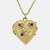 Victorian Ruby and Pearl Heart Locket Necklace